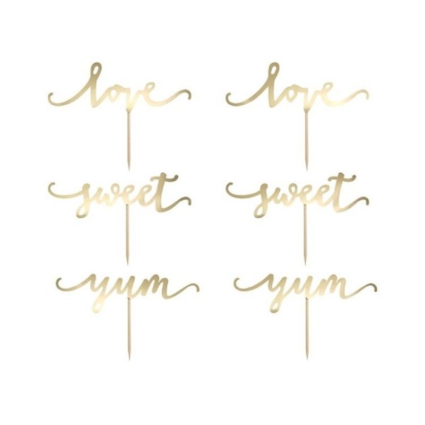 Cupcake Topper Love Guld 6-pack