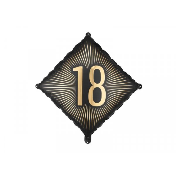 Folieballong - Kvadrat - Svart/Guld - 18