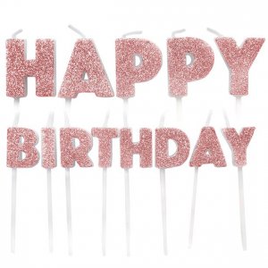 T�rtljus - Happy Birthday - Ros�guld
