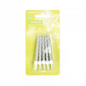 T�rtljus - Silver - P�rlemor - 10 stycken