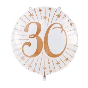 Folieballong - Siffra 30 - Vit/Ros�guld - 71 cm