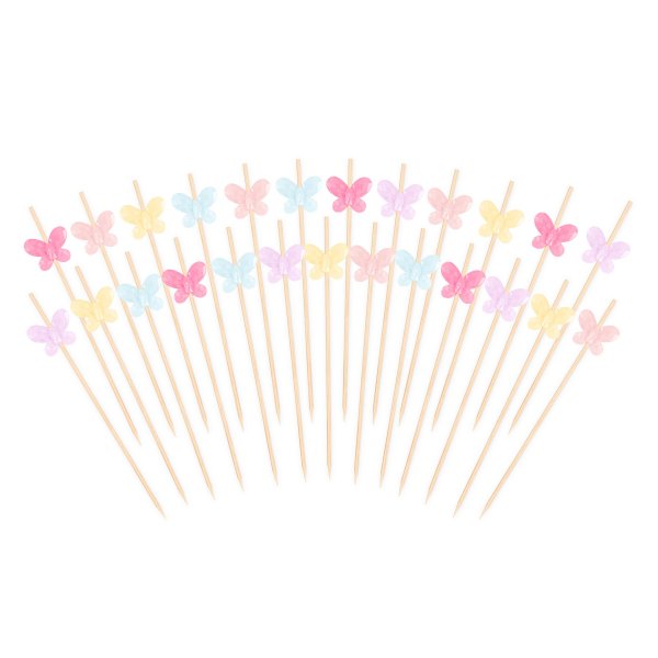 Snackspinnar/Drinkpinnar - Fj�rliar Pastell - 12 cm - 25 st