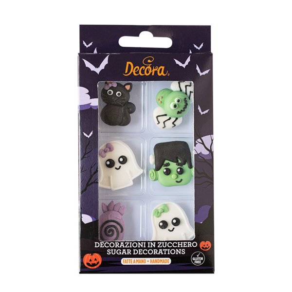 Sockerdekorationer - Sp�ken, monster, katt, spindel - Halloween - 6 st