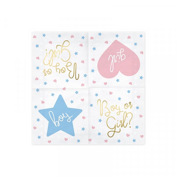 Servetter - Boy or girl - Stjärna/Hjärta - 20-pack Servetter - Boy or girl - Stjärna/Hjärta - 20-pack