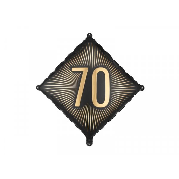 Folieballong - Kvadrat - Svart/Guld - 70