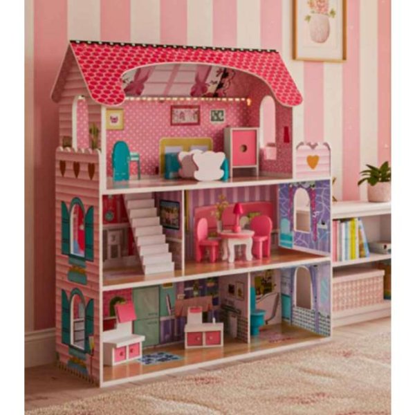 Docksk�p i tr� 70 cm Rosa med LED-belysning - Sj�lvmontering