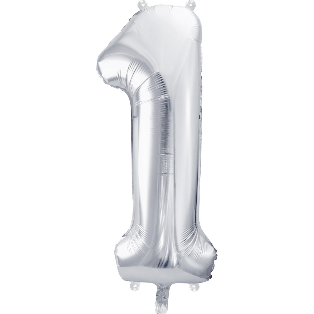 Sifferballong - Silver - 86 cm - Siffra: 1 - Sifferballonger, Ballonger