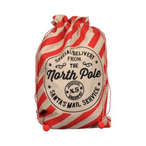 Julklappssck - Jute med tryck - 50x70 cm