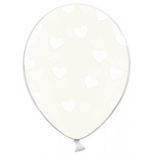 Ballonger - Clear - Vita hjrtan - 6-pack