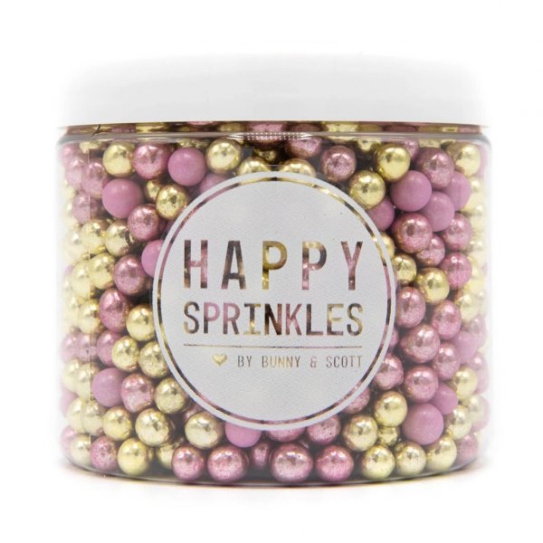 Chokladpärlor/Choco Dragées - Rosa/Guld - Happy Sprinkles - 80g Chokladpärlor/Choco Dragées - Rosa/Guld - Happy Sprinkles - 80g