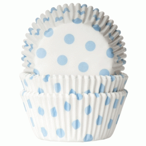 Muffinsformar - Vita med blå prickar - 50-pack