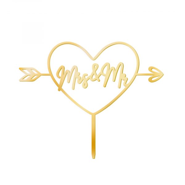 Cake Topper - Mr & Mrs - Hjärta - Guld Cake Topper - Mr & Mrs - Hjärta - Guld