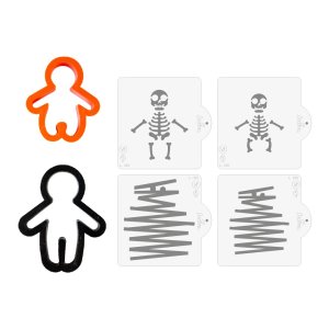 Utstickare med schablon -  Skelett och mumie - Halloween