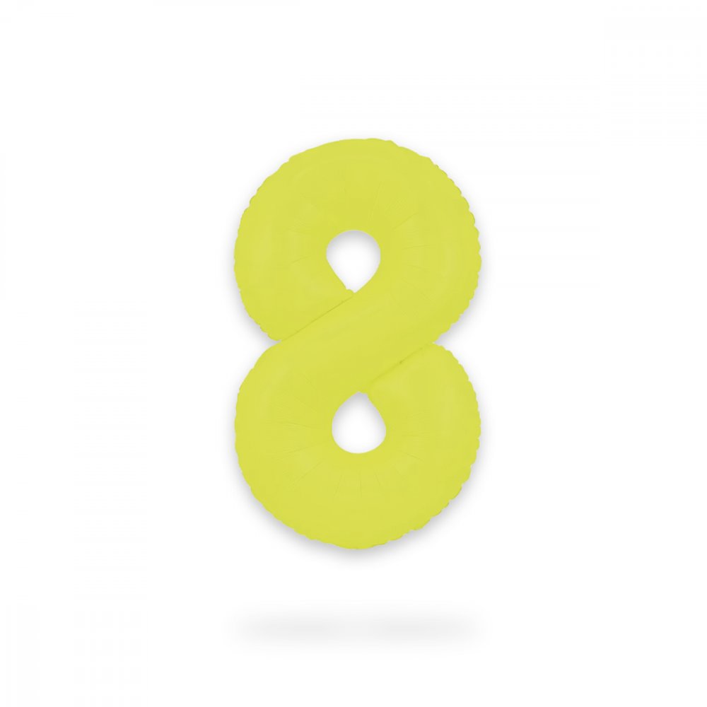 Ballongsiffra - Neon Gul - 86 cm - Siffra: 8 - Sifferballonger, Ballonger