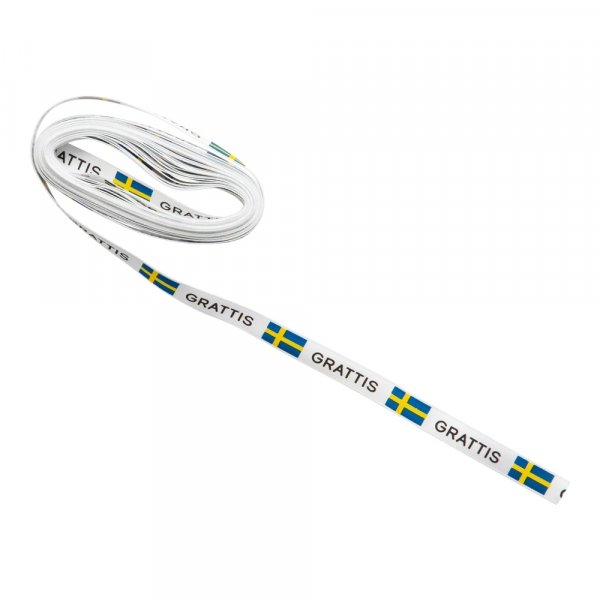 Sidenband - Sverige - Vitt med svenska flaggan - 5m