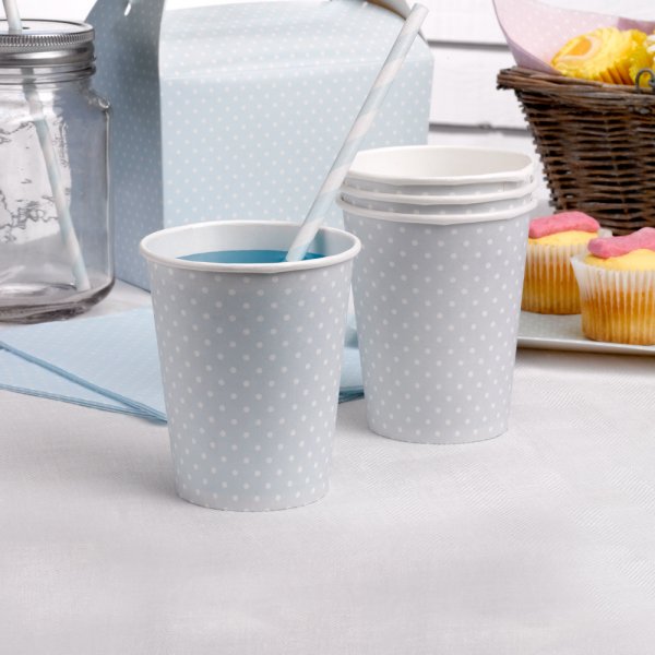 Pappmuggar - Polka Dot - Ljusbl - 8-pack