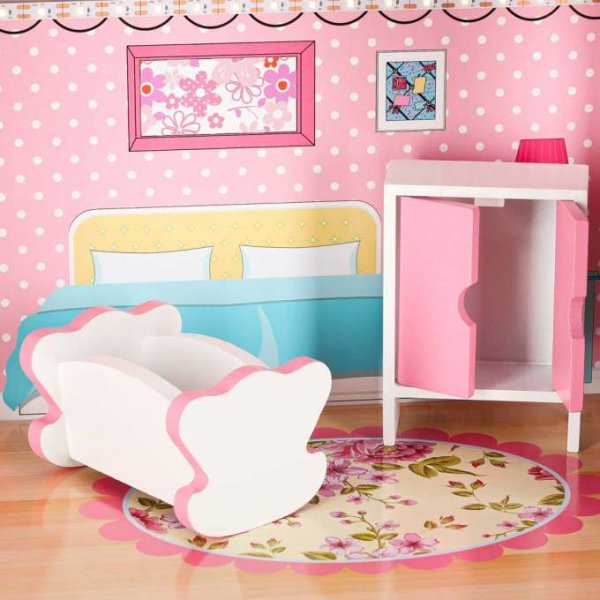 Docksk�p i tr� 70 cm Rosa med LED-belysning - Sj�lvmontering
