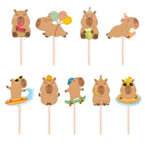 Cake toppers - Capybara - 9 st Cake toppers - Capybara - 9 st