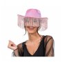Rosa skimrande cowboyhatt med fransar