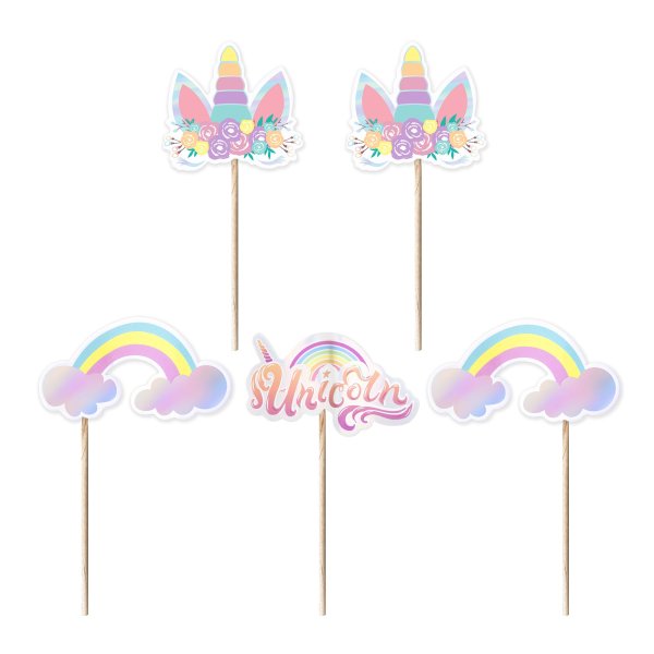 T�rtdekorationer - Unicorn - 5 pack