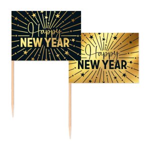 Party Picks - Happy New Year - Guld - 50-pack Party Picks - Happy New Year - Guld - 50-pack