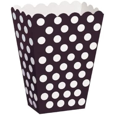 Popcornboxar - Svarta med vita prickar - 8-pack