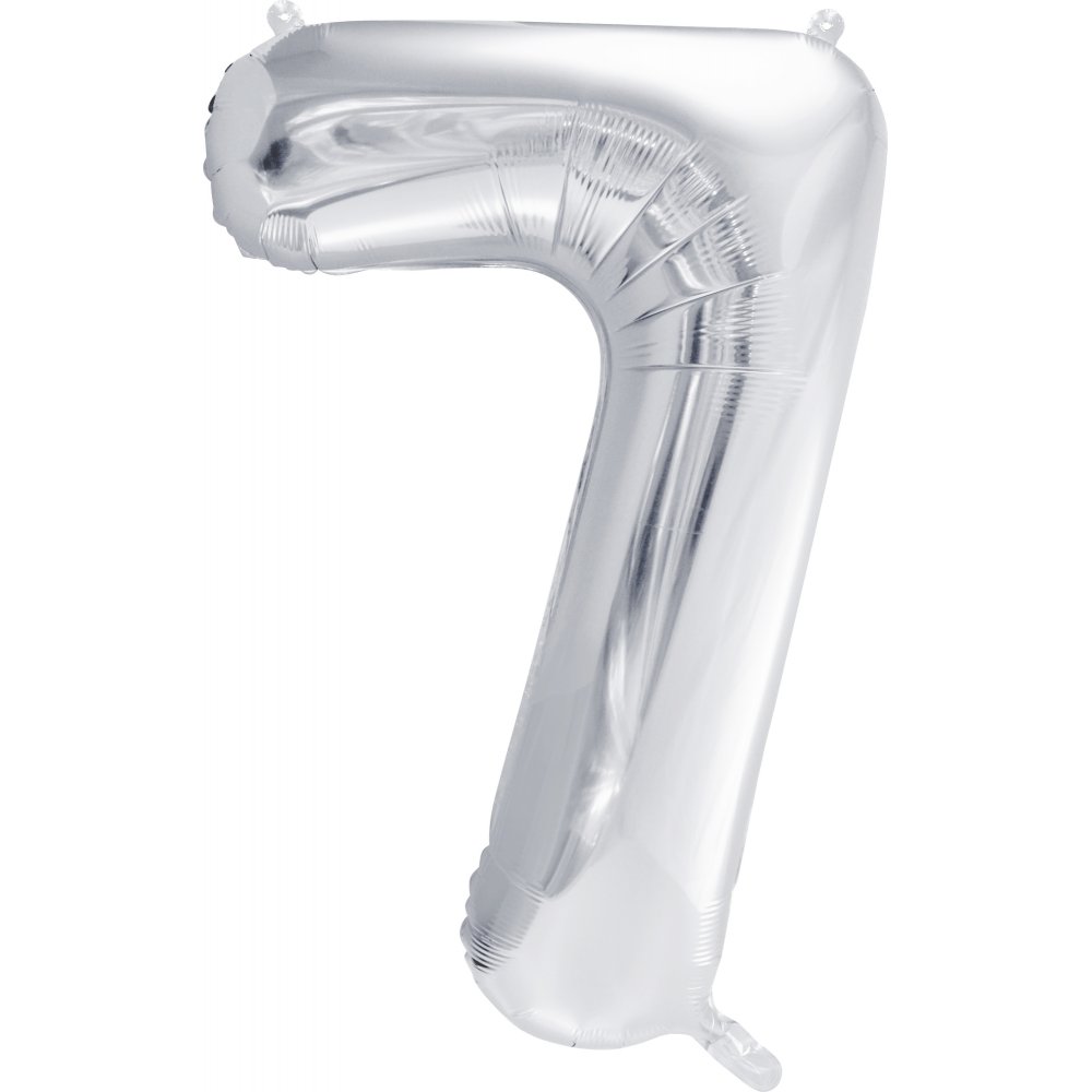 Sifferballong - Silver - 86 cm - Siffra: 7 - Sifferballonger, Ballonger