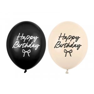 Ballonger - Happy Birthday - Beige/Svart - 50-pack