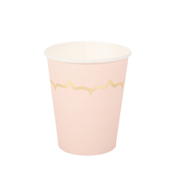 Pappmuggar - Puderrosa med guldkant - 8-pack