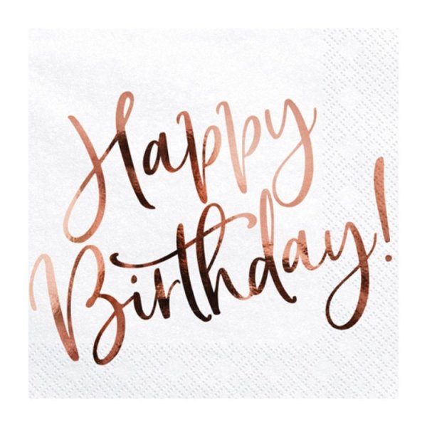 Servetter Happy Birthday Ros�guld