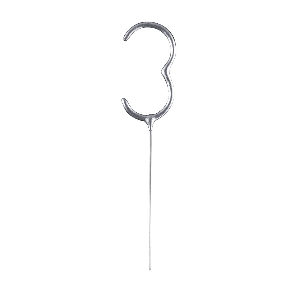 Tomtebloss - Siffra - Silver - Siffra: 3 - Tomtebloss & Isfacklor, Cake Toppers