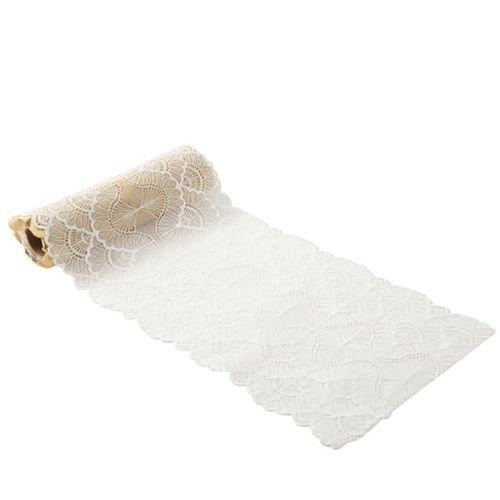 Bordsl�pare i spets - Vit - 18 cm x 3 m