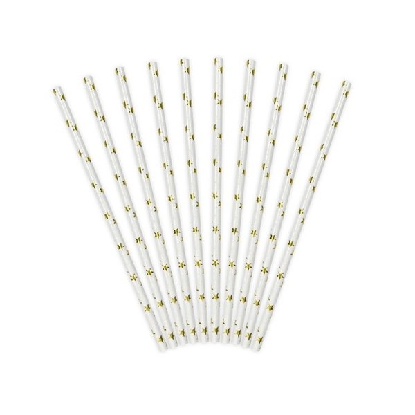 Papperssugr�r med stj�rnor, guld, 10-pack