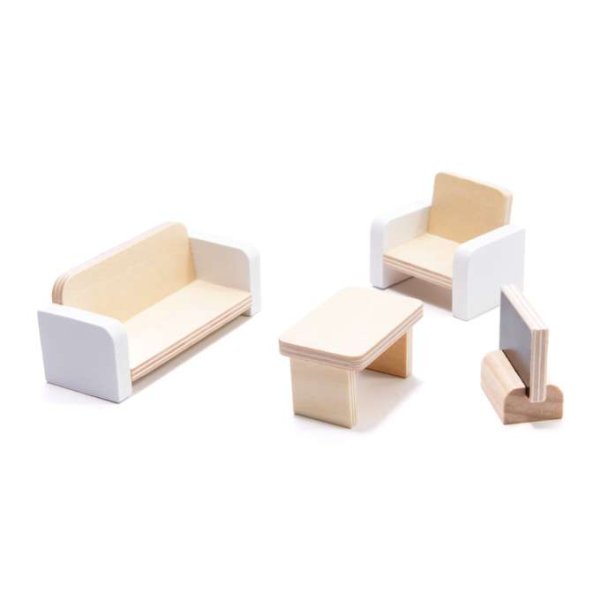 Docksk�p i MDF med LED-belysning 78 cm Vit inklusive 16 m�bler - Byggsats