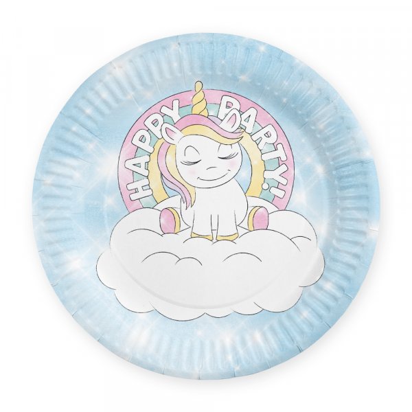 Papptallrikar - Happy Party Unicorn - 8-pack