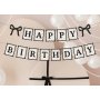 Happy Birthday-banner - Cream-svart - 100 cm