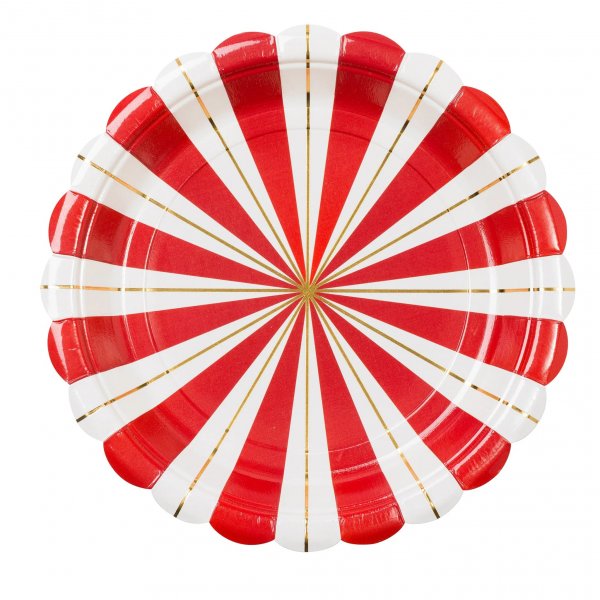 Papptallrikar - Röd, Guld, Vit - 19,5 cm - 8-pack Papptallrikar - Röd, Guld, Vit - 19,5 cm - 8-pack