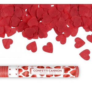 Konfettibomb - Hjärtan - Röda - 40 cm