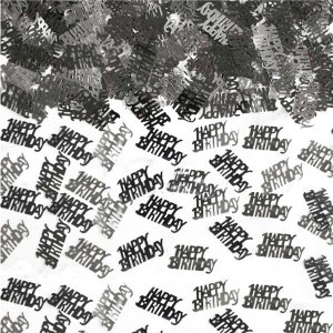 Konfetti - Happy Birthday - Svart/Silver