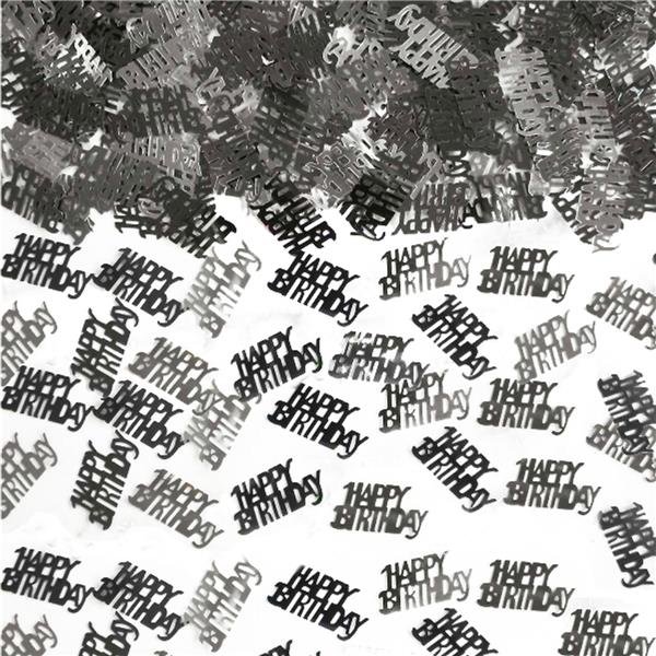Konfetti - Happy Birthday - Svart/Silver