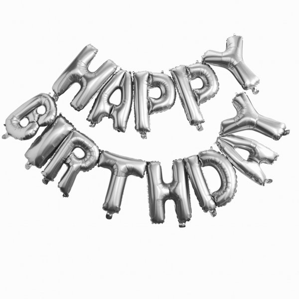 Ballonggirlang - Happy Birthday - Silver Ballonggirlang - Happy Birthday - Silver