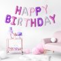 Bokstavsballonger - Happy Birthday - Rosa/Lila/Vit