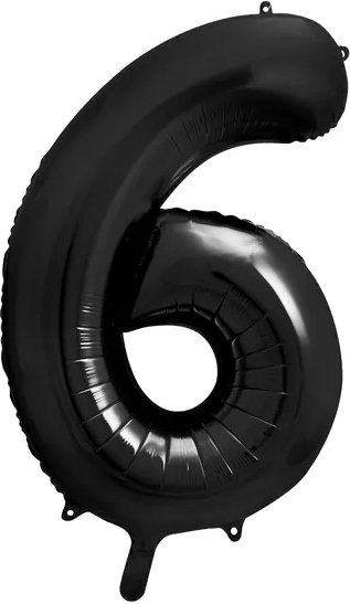 Sifferballong – Svart – 86 cm – Siffra: 6 – Sifferballonger, Ballonger