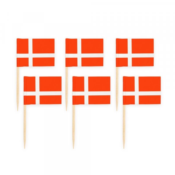 Partypicks - Danmark - R�d/vit - 50-pack