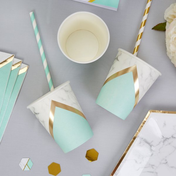 Pappmuggar - Colour Block - Mint - 8-pack