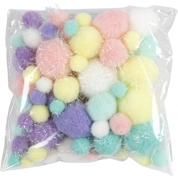 Pompoms - pastellfärger - Dia. 15-40 mm - 62 g Pompoms - pastellfärger - Dia. 15-40 mm - 62 g