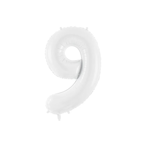 Sifferballonger - Vit - 86 cm - Siffra: 9