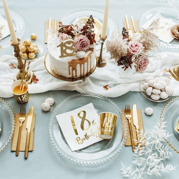 Desserttallrikar - 18th Birthday - Vit/Guld - 6-pack