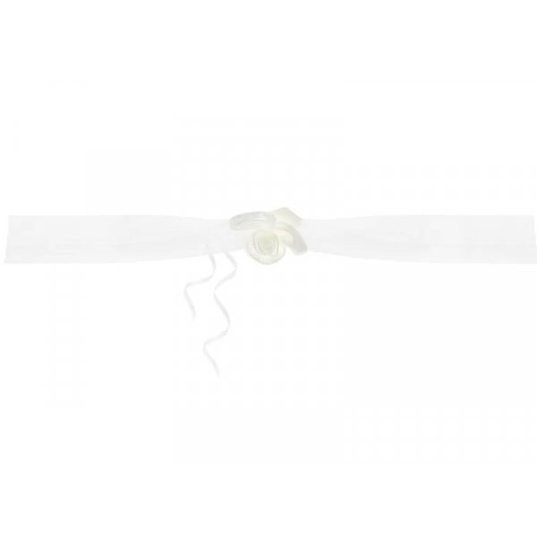 Girlangerna - Organzatyg med satinblommor - Kr�mvit - 1.8 m