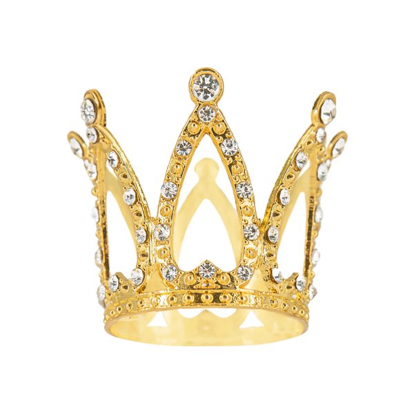 Cake Topper - Liten - Krona - Guld m silverkristaller - 3 cm Cake Topper - Liten - Krona - Guld m silverkristaller - 3 cm